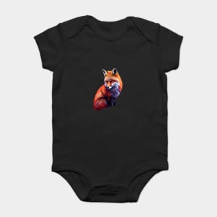 Fox with Vibrant Orange and White Fur Baby Bodysuit